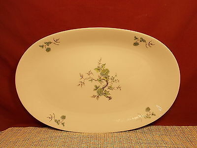 Mitterteich Fine China Green Ming Platinum Trim Pattern 15" Oval Platter