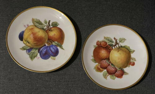 Mitterteich Bavaria Germany- W Fruit Plates 7-1/2" Gold Trim, Different Designs
